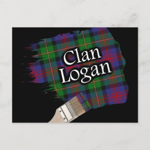 Clan Logan Scottish Tartan Paint Brush Postcard