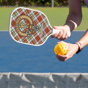 Clan MacAlister Crest over Dress Tartan Keychain Pickleball Paddle