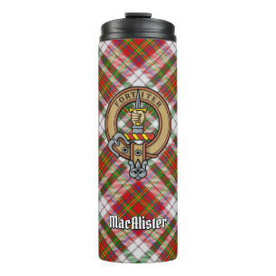 Clan MacAlister Crest over Dress Tartan Thermal Tumbler