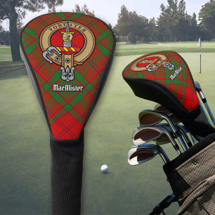 Clan MacAlister Crest over Glenbarr Tartan Golf Head Cover