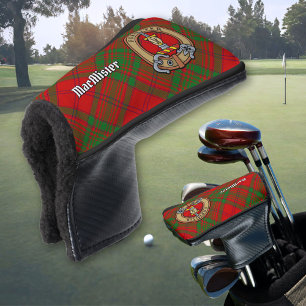 Clan MacAlister Crest over Glenbarr Tartan Golf Head Cover