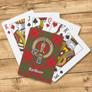 Clan MacAlister Crest over Glenbarr Tartan Playing Cards