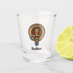 Clan MacAlister Crest over Glenbarr Tartan Shot Glass