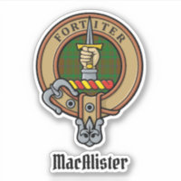Clan MacAlister Crest over Hunting Glenbarr Tartan