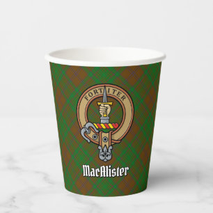 Clan MacAlister Crest over Hunting Glenbarr Tartan Paper Cups