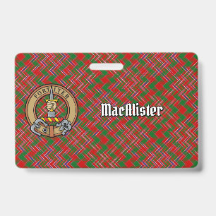 Clan MacAlister Crest over Tartan ID Badge