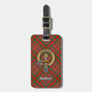 Clan MacAlister Crest over Tartan Luggage Tag