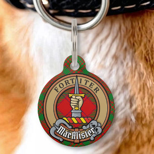 Clan MacAlister of Glenbarr Crest over Tartan Pet Tag
