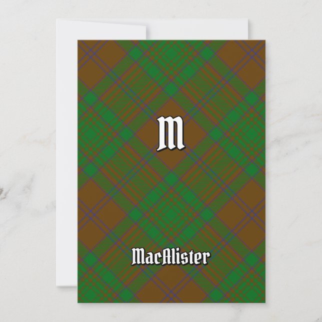 Clan MacAlister of Glenbarr Hunting Tartan Invitation (Front)