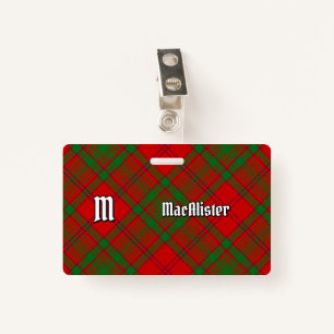 Clan MacAlister of Glenbarr Tartan ID Badge