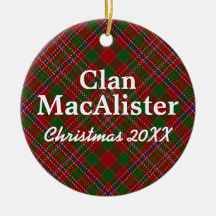 Clan MacAlister Scottish Tartan Ceramic Tree Decoration