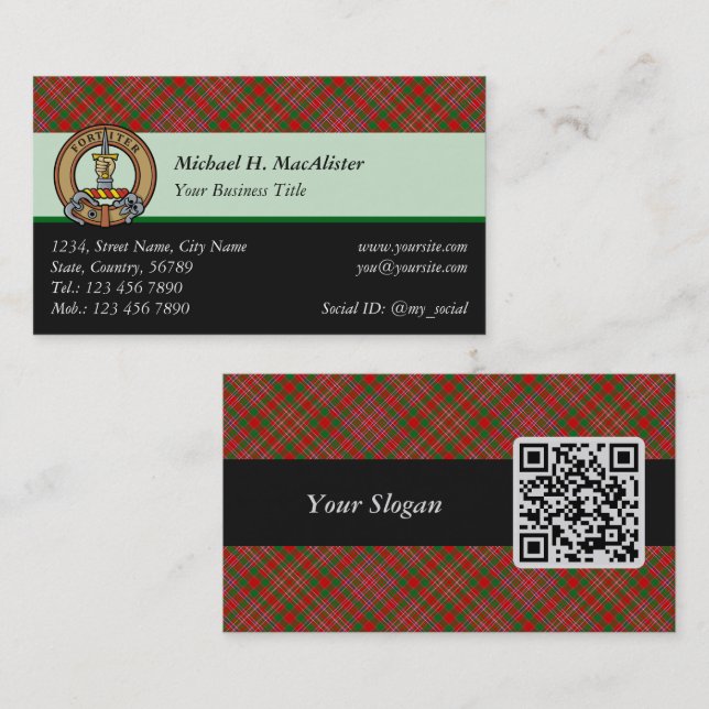 Clan MacAlister Tartan Business Card (Front/Back)