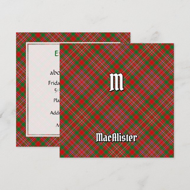 Clan MacAlister Tartan Invitation (Front/Back)