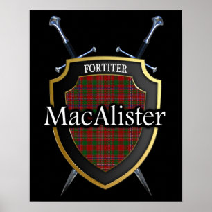 Clan MacAlister Tartan Scottish Shield & Swords Poster