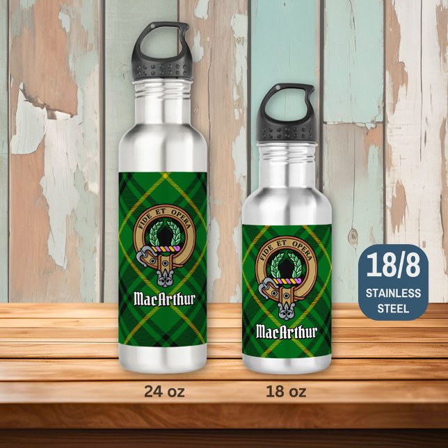 Clan MacArthur Crest over Tartan 710 Ml Water Bottle (Creator Uploaded)