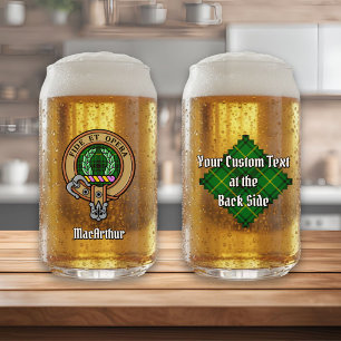 Clan MacArthur Crest over Tartan Can Glass