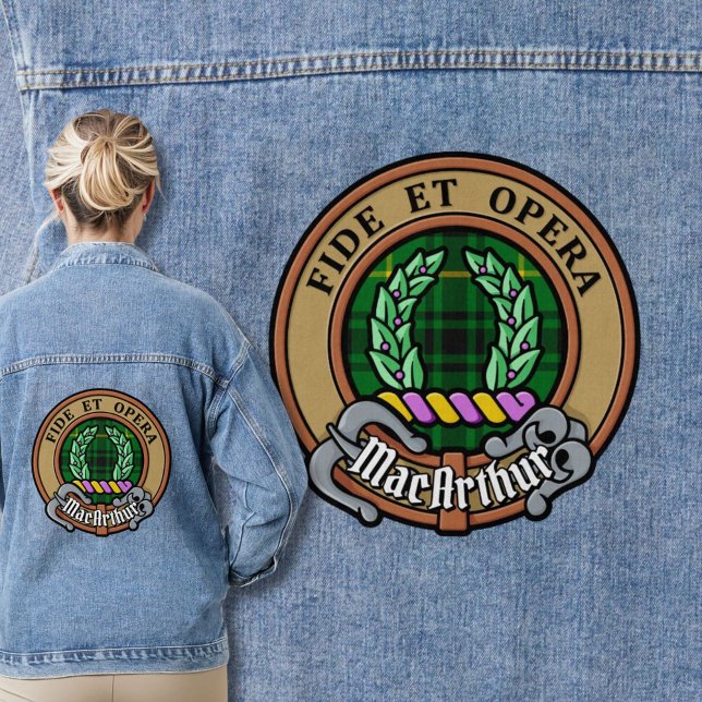 Clan MacArthur Crest over Tartan Denim Jacket (Creator Uploaded)