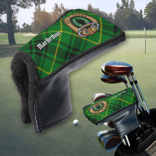 Clan MacArthur Crest over Tartan Golf Head Cover