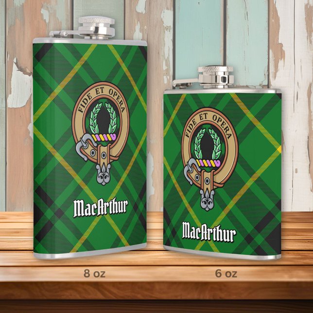 Clan MacArthur Crest over Tartan Hip Flask (Creator Uploaded)
