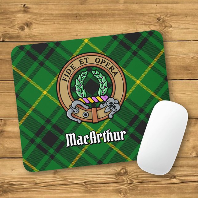 Clan MacArthur Crest over Tartan Mouse Pad (Creator Uploaded)