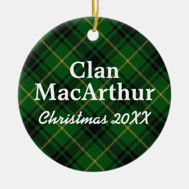 Clan MacArthur Scottish Tartan Ceramic Ornament (Front)
