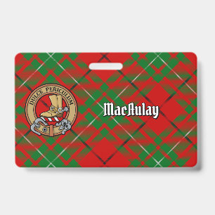 Clan MacAulay Crest over Tartan ID Badge