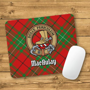 Clan MacAulay Crest over Tartan Mouse Pad