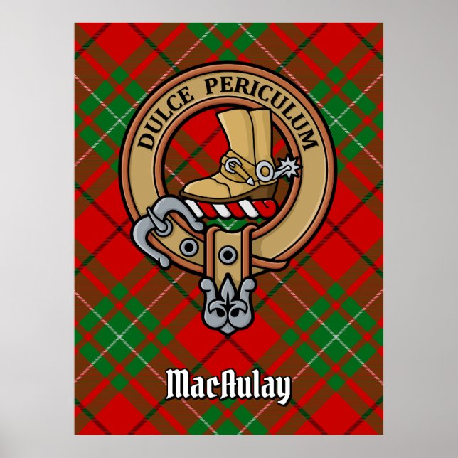 Clan MacAulay Crest over Tartan Poster (Front)