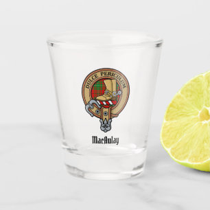 Clan MacAulay Crest over Tartan Shot Glass