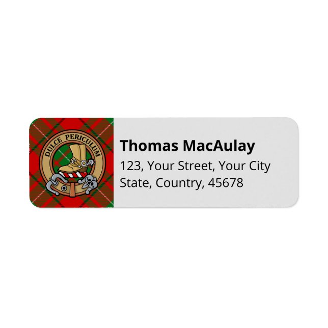 Clan MacAulay Tartan Label Return Address Label (Front)