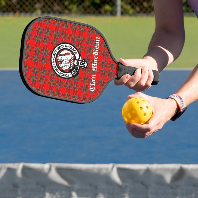 Clan MacBean Crest Badge & Tartan Personalised Pickleball Paddle (Insitu)