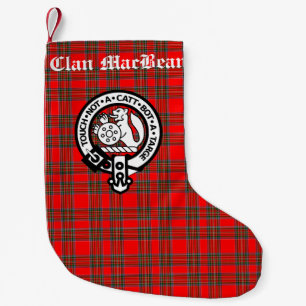 Clan MacBean Crest Badge & Tartan Personalised Small Christmas Stocking