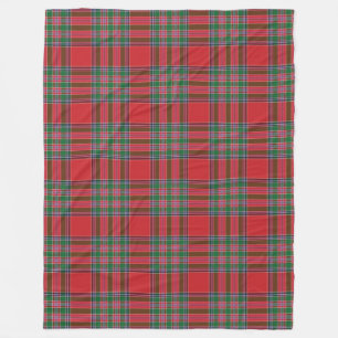 Clan MacBean Plaid Red Green Tartan Check Pattern Fleece Blanket