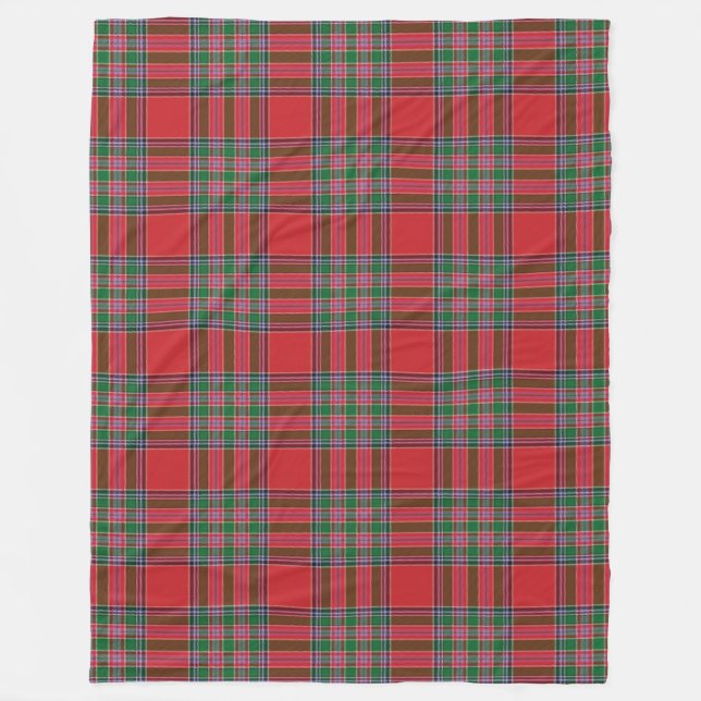 Clan MacBean Plaid Red Green Tartan Check Pattern Fleece Blanket (Front)