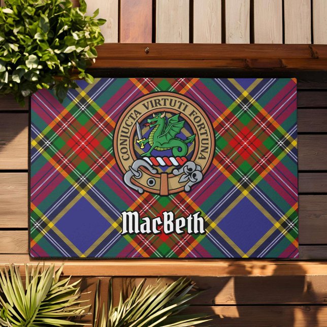 Clan MacBeth Crest over Tartan Doormat (Creator Uploaded)