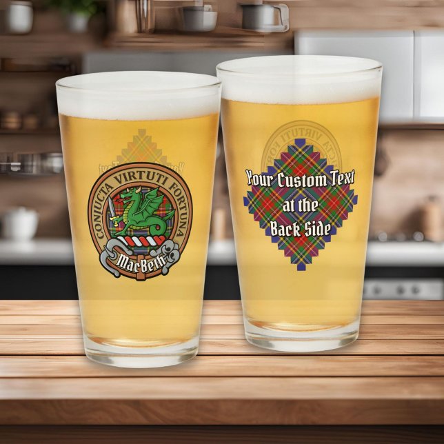 Clan MacBeth Crest over Tartan Glass (Creator Uploaded)