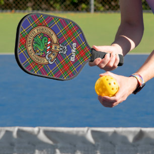 Clan MacBeth Crest over Tartan Keychain Pickleball Paddle
