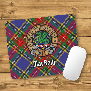 Clan MacBeth Crest over Tartan Mouse Pad