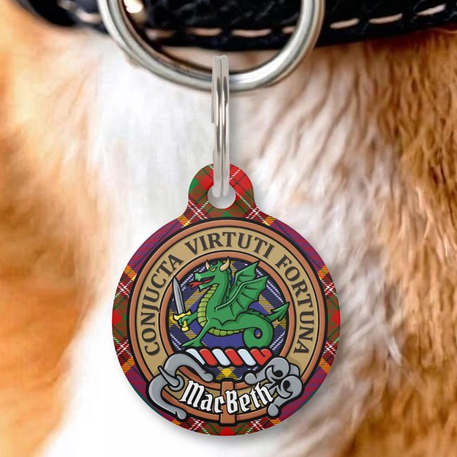 Clan MacBeth Crest over Tartan Pet Tag (Creator Uploaded)