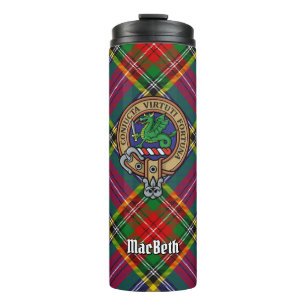 Clan MacBeth Crest over Tartan Thermal Tumbler
