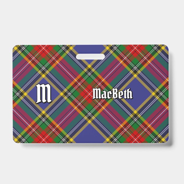 Clan MacBeth Tartan Badge ID Badge (Front)