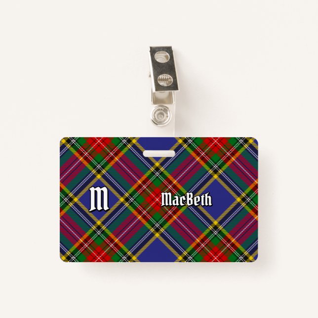Clan MacBeth Tartan Badge ID Badge (Front with Clip)