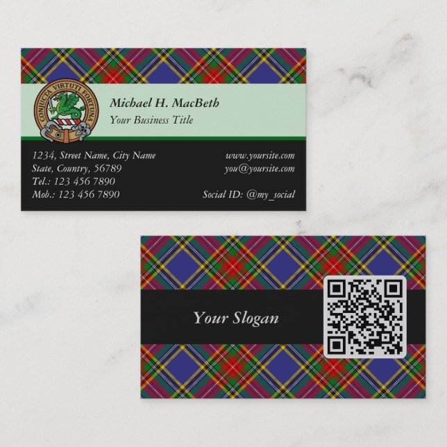 Clan MacBeth Tartan Business Card (Front/Back)
