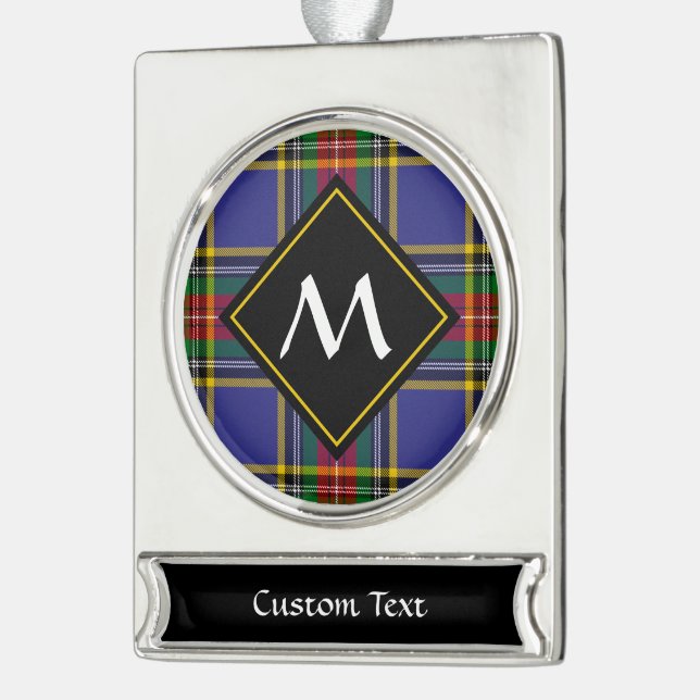 Clan MacBeth Tartan Silver Plated Banner Ornament (Left)