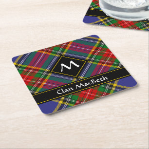Clan MacBeth Tartan Square Paper Coaster