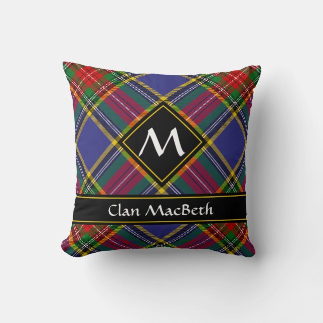 Clan MacBeth Tartan Throw Pillow (Front)