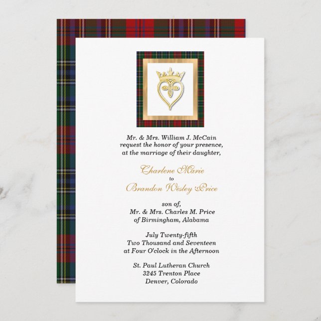 Clan MacClain Luckenbooth Tartan Wedding  Invitation (Front/Back)