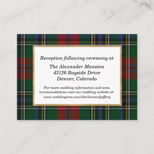 Clan MacClain Tartan Plaid Wedding Enclosure Card (Front)