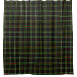 Clan MacDiarmid Green Black Red Tartan Shower Curtain