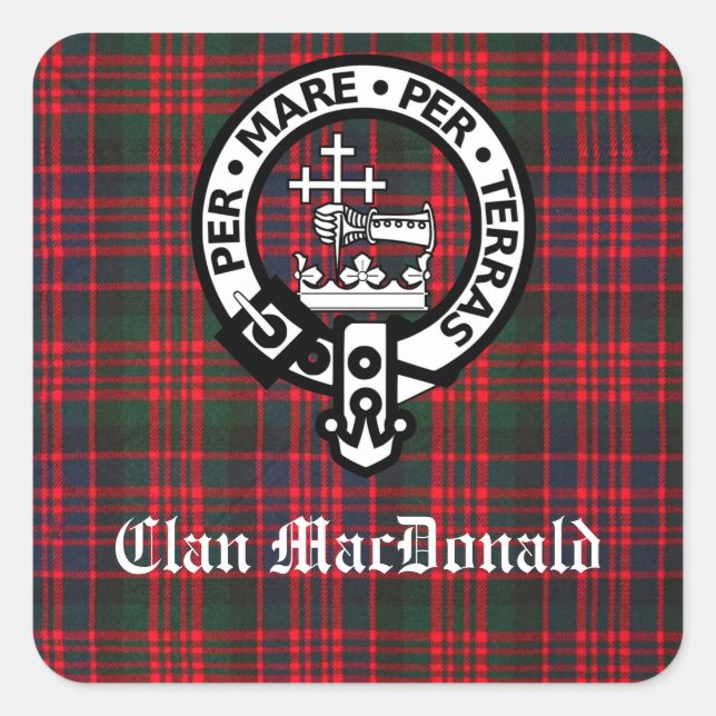 Clan MacDonald Crest & Modern Tartan  Square Sticker (Front)
